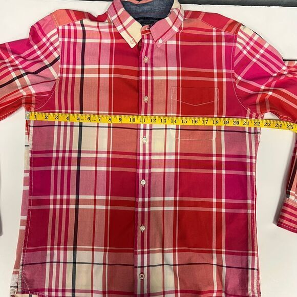 Tommy Hilfiger Custom Fit Red/Pink Plaid Button Down Shirt Long Sleeve Casual L - Picture 7 of 10